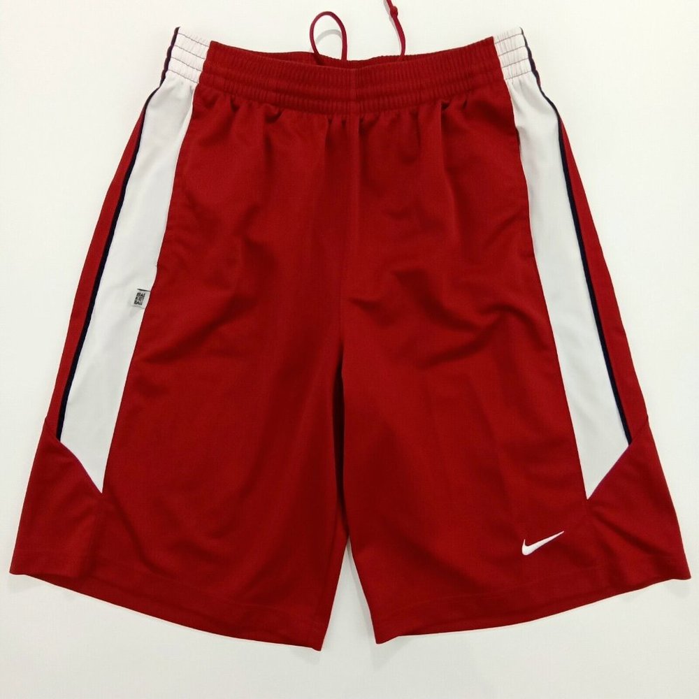 Nike Basketball/Gym Shorts Men's Size L Red White Black Small Swoosh